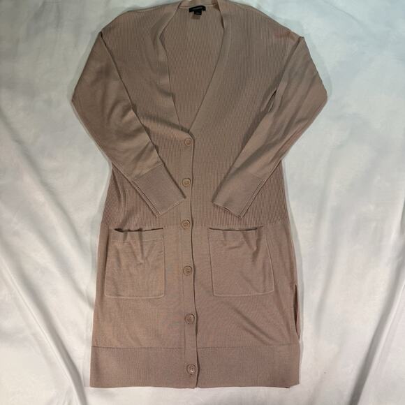 Halogen Women’s Tan Cotton‎ Knit V Neck Cardigan Sweater Size S - Picture 1 of 6